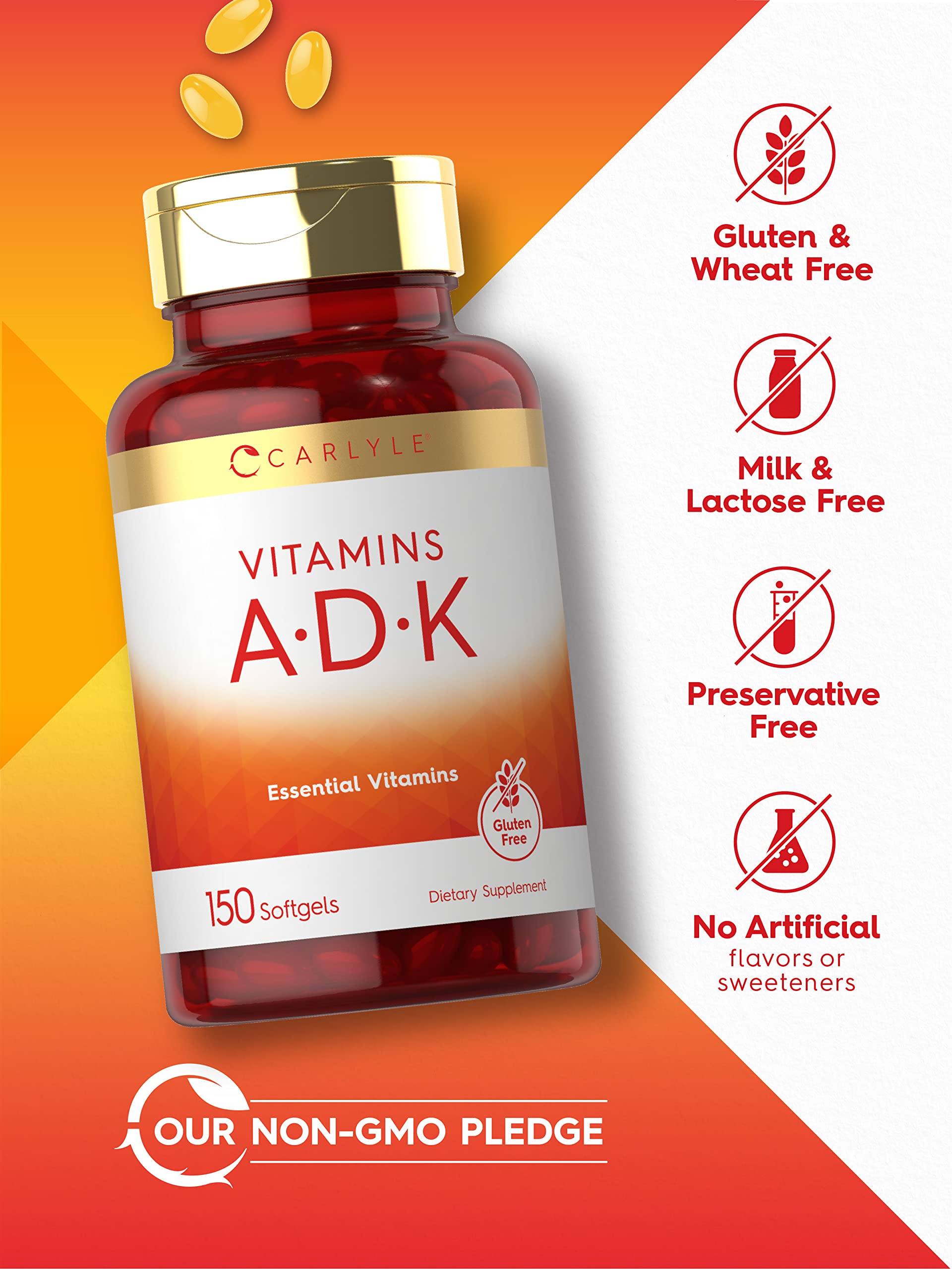 Beneficios de Carlyle Vitamina ADK, sin gluten y sin conservantes