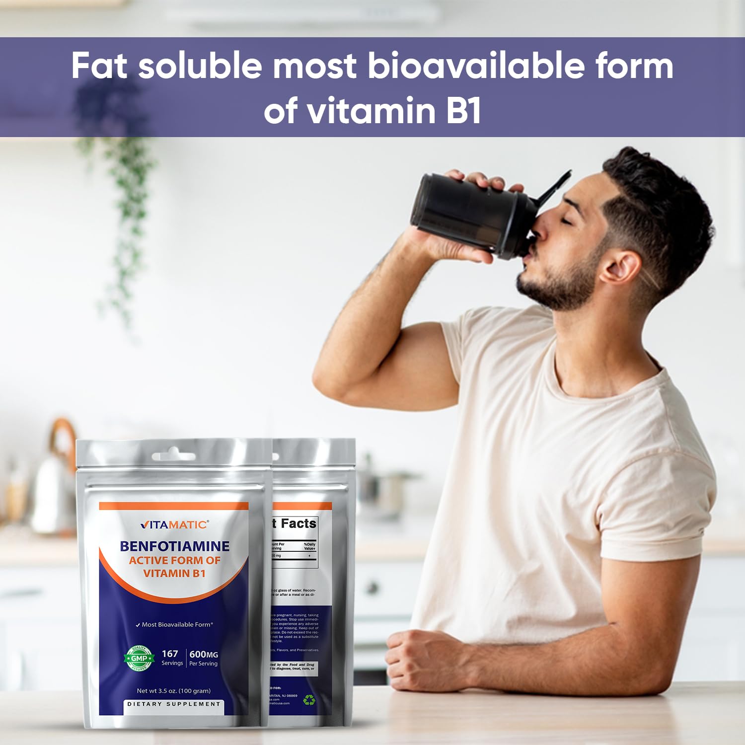 Benfotiamina polvo Vitamatic complemento dieta B1 sin OMG