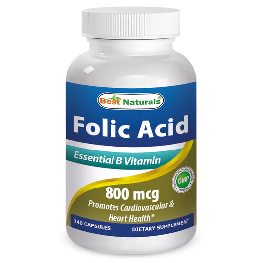 Best Naturals ácido fólico suplemento 240 cápsulas frasco