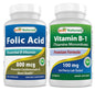 Best Naturals ácido fólico y vitamina b1 frasco cápsulas