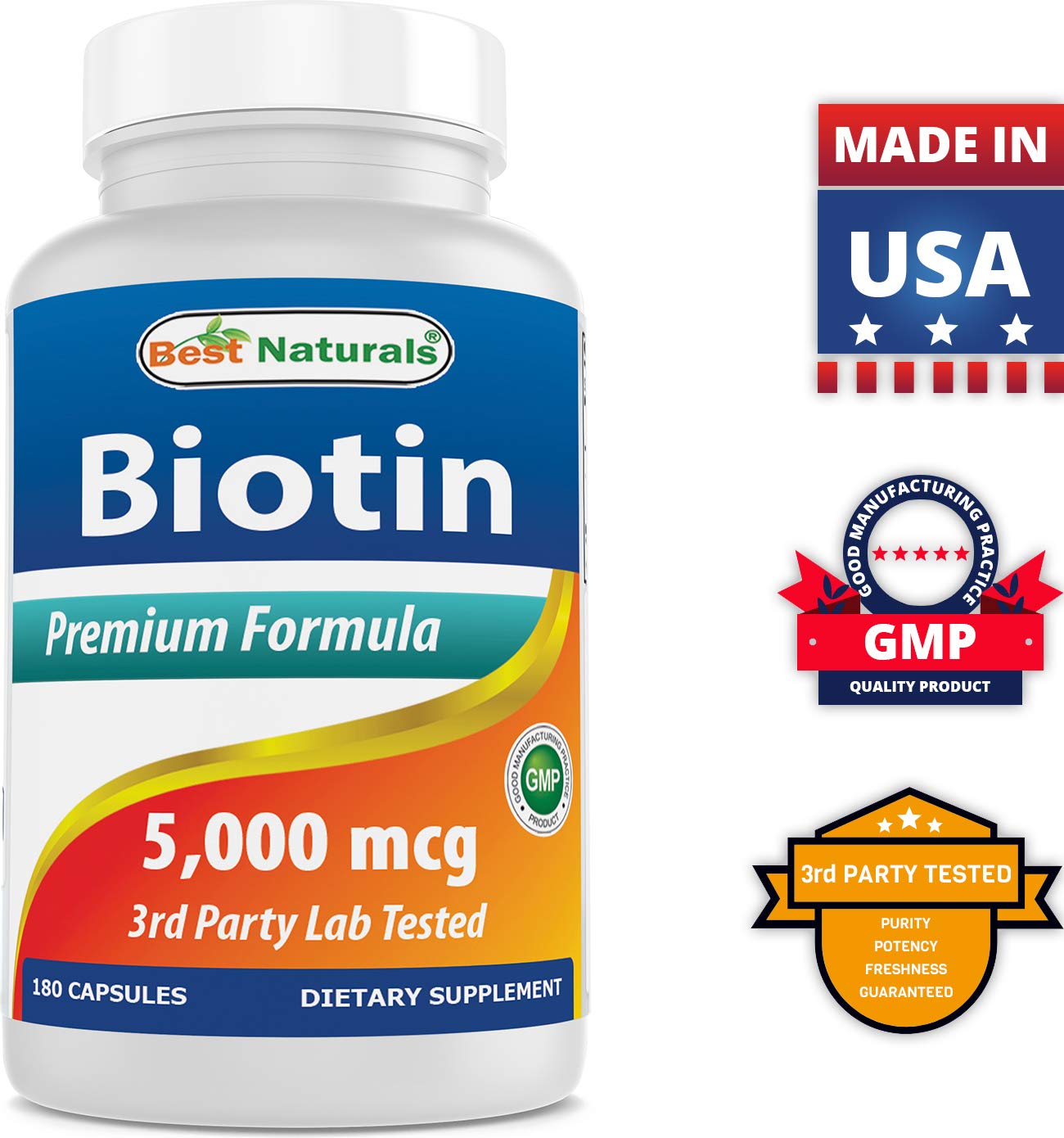 Cápsulas de Best Naturals Biotina 5 mg para cabello y uñas