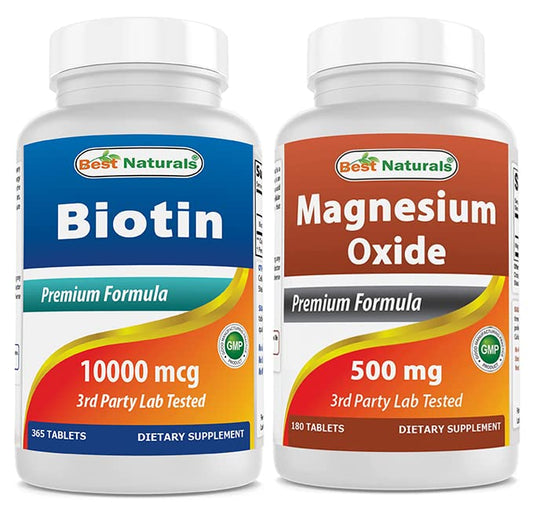 Best Naturals biotina y magnesio suplemento en botella