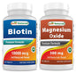 Best Naturals biotina y magnesio suplemento en botella