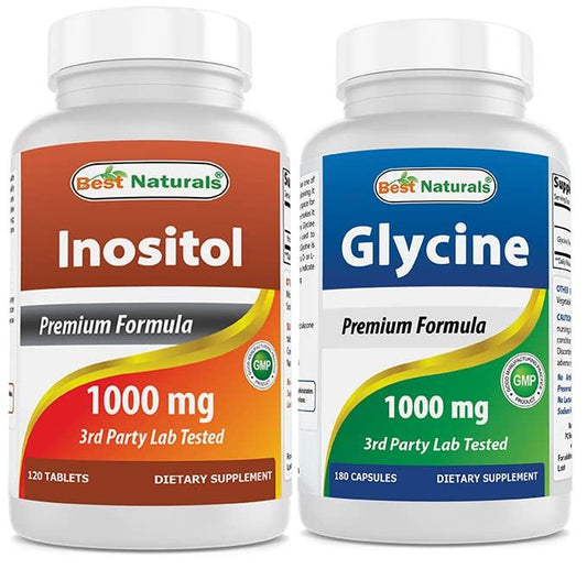 Botella Best Naturals Inositol 1000 mg y Glicina 1000 mg