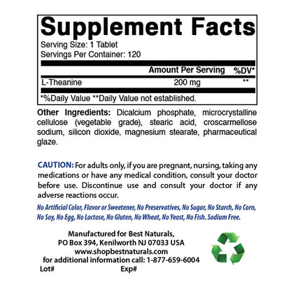 Tabletas Best Naturals Inositol 1000mg y L-Teanina