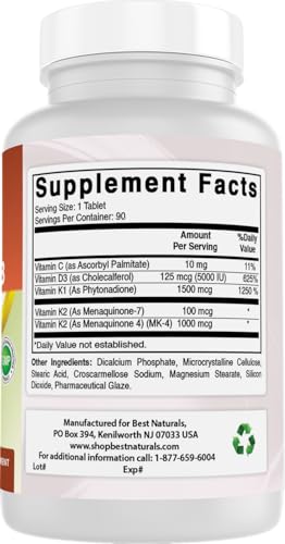 Contenido del frasco Best Naturals K-Complex