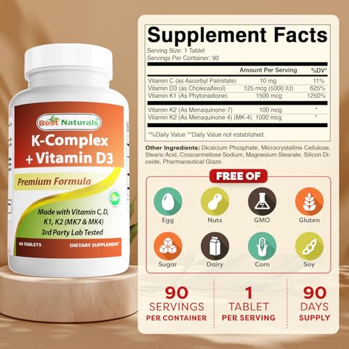 Parte posterior suplemento Best Naturals K-Complex