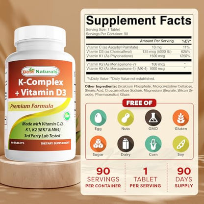 Parte posterior suplemento Best Naturals K-Complex
