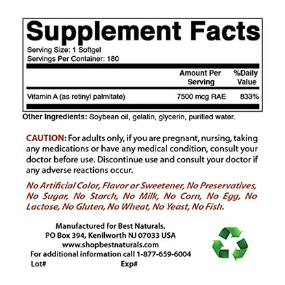 Cápsulas de Best Naturals MK-7 y Vitamina A 25000 UI