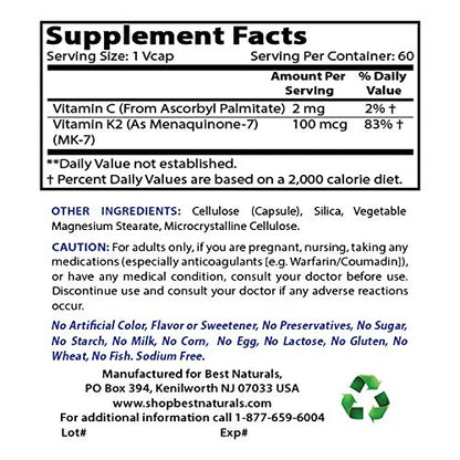 Frasco fruto Best Naturals suplementos MK-7 y Vitamina A