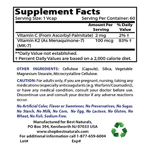 Frasco fruto Best Naturals suplementos MK-7 y Vitamina A