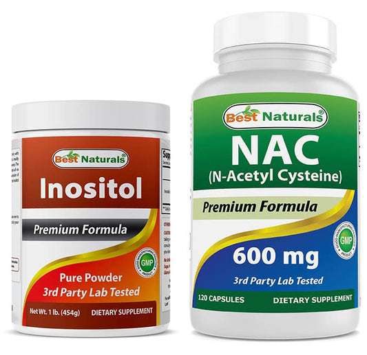 Best Naturals polvo de inositol y cápsulas NAC 600mg