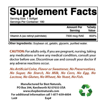 Best Naturals suplemento vitamina A con probiótico 10 cepas