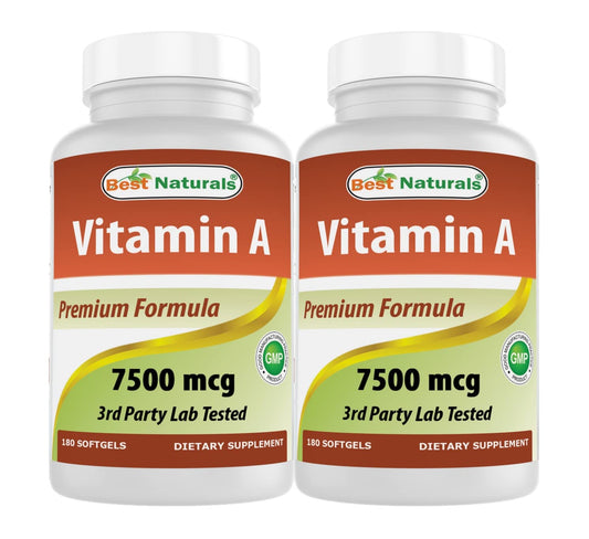 Best Naturals vitamina a 25000 ui caja frontal 180 cápsulas