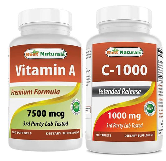 Botella de Best Naturals Vitamina A y C suplemento