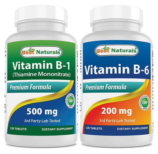 Botella Best Naturals Vitamina B1 500mg y B6 200mg 120 tabletas