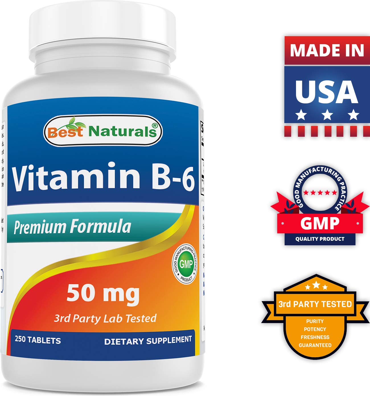 Best Naturals Vitamina B6 tabletas en frasco paquete triple