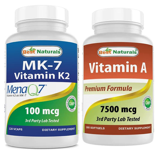 Best Naturals vitamina K2 MK-7 y vitamina A suplemento cápsulas softgels