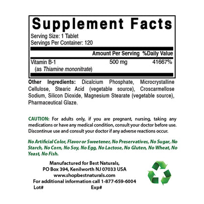 Etiqueta del producto Best Naturals vitaminas B1 y B2