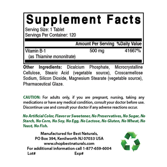 Etiqueta del producto Best Naturals vitaminas B1 y B2