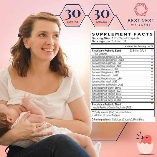 Cápsulas Best Nest Wellness Mama Bird probióticos para mujer salud intestinal
