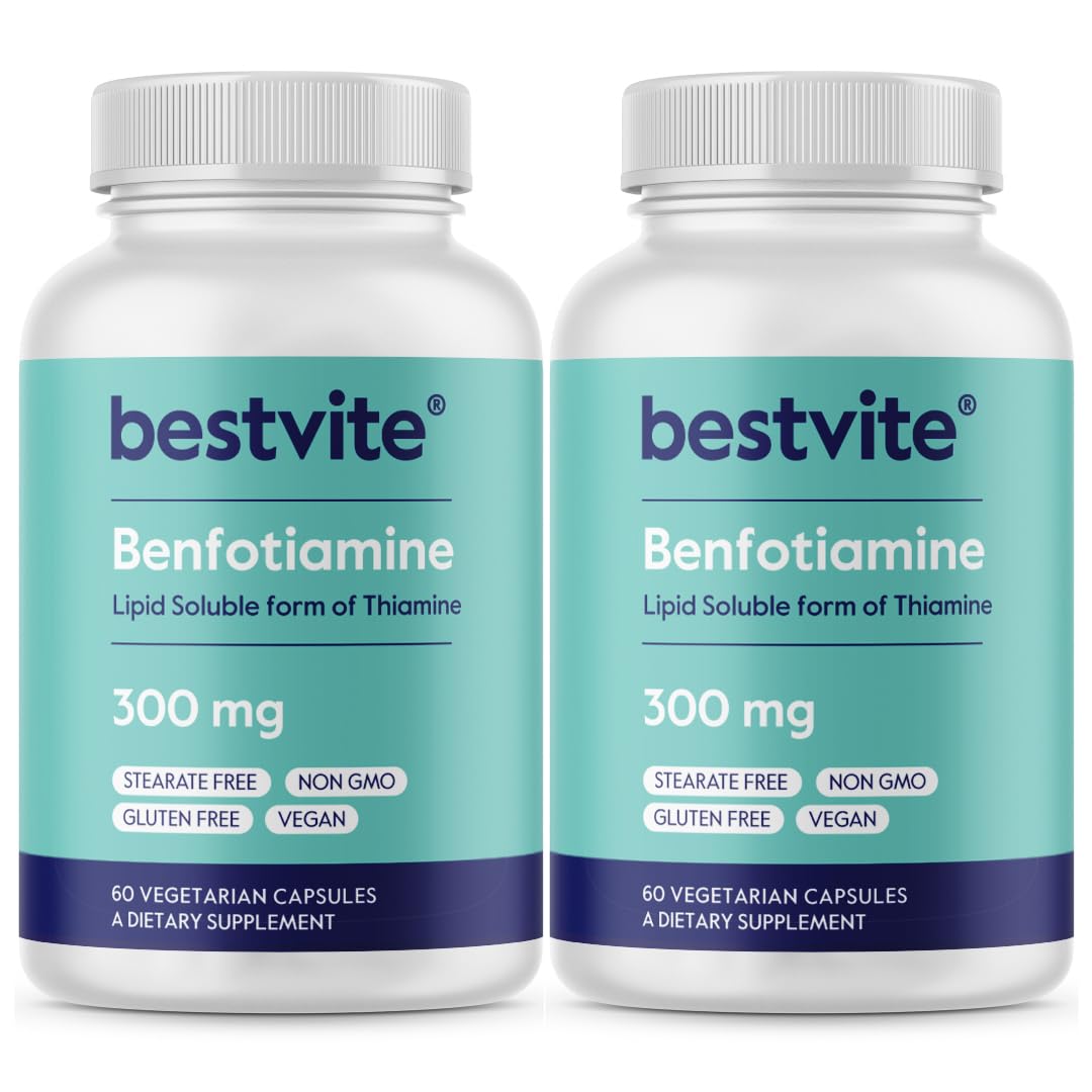 Botella de Bestvite Benfotiamina 300mg doble paquete cápsulas veganas