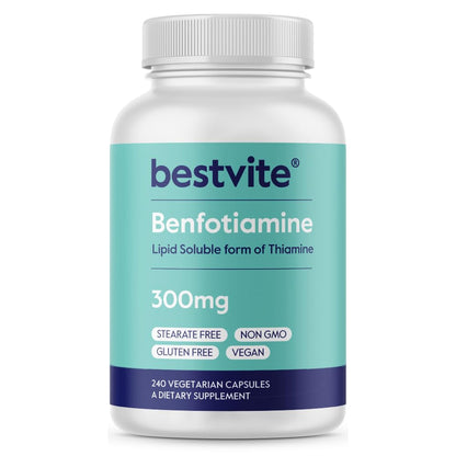 Bestvite Benfotiamina suplemento cápsulas 300mg 240 vegano