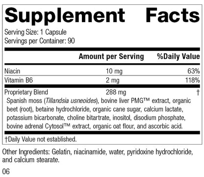 Betacol Standard Process caja y cápsulas para hígado saludable