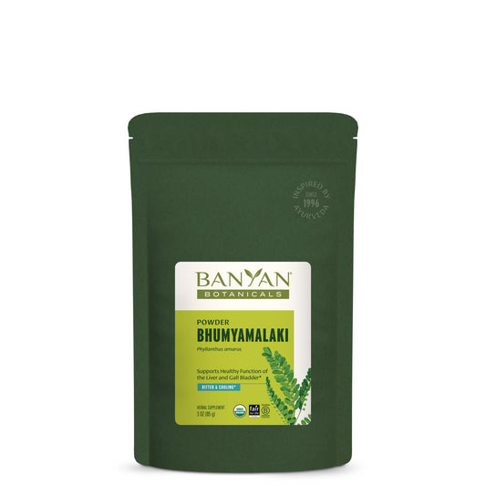 Frasco de polvo Bhumyamalaki orgánico para salud del hígado