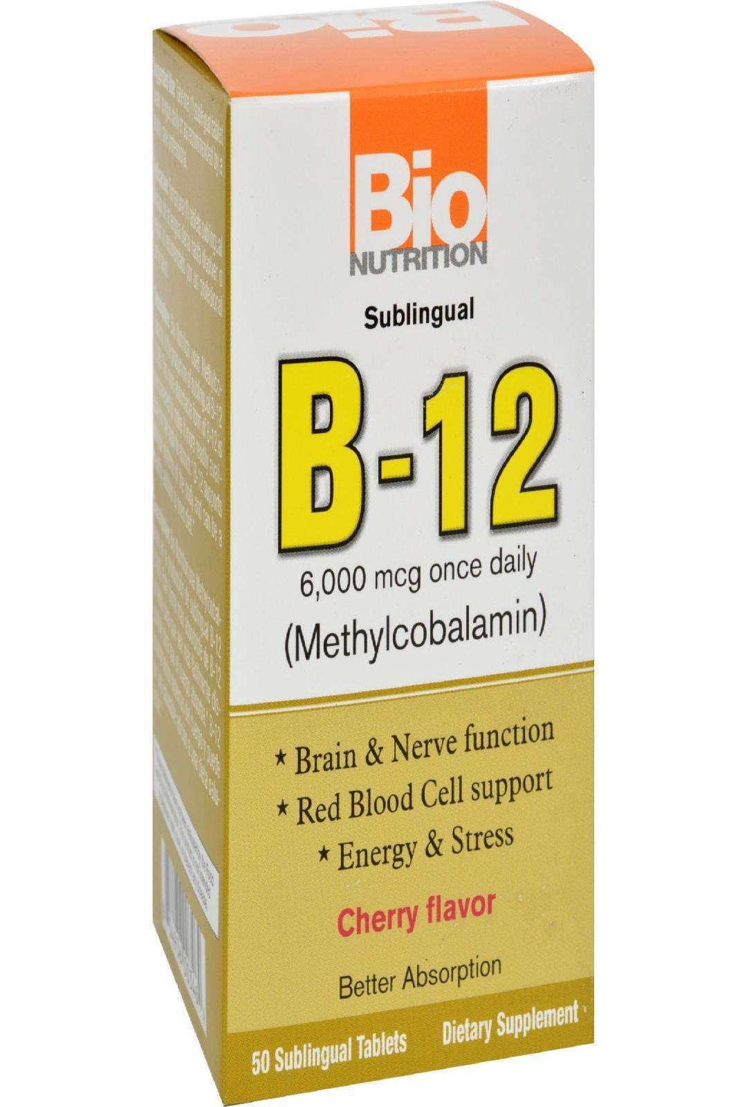 Bio Nutrition B-12 tabletas sublinguales paquete frontal 50 unidades