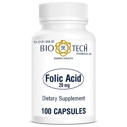 Frasco Bio-Tech Pharmacal ácido fólico 20 mg