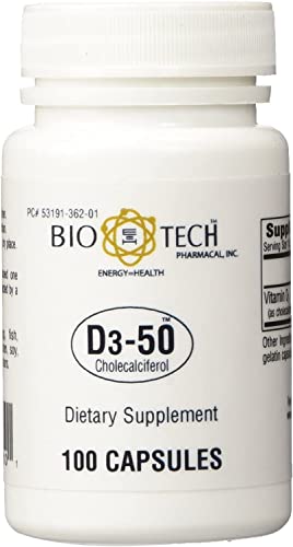 Bio-Tech Pharmacal D3-50 Vitamina D3 50000 UI frasco