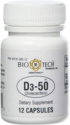 Bio-Tech Pharmacal Vitamina D3 50,000 UI cápsulas 12 unidades