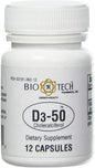 Bio-Tech Pharmacal Vitamina D3 50,000 UI cápsulas 12 unidades