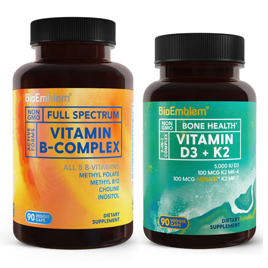 BioEmblem cápsulas vitamina D3 K2 y complejo B para salud