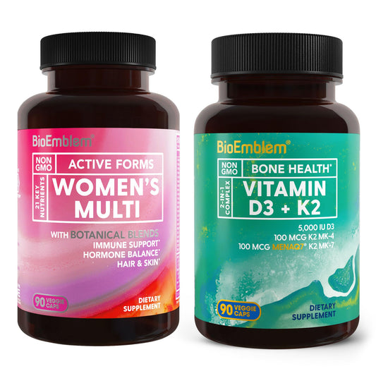 BioEmblem multivitamínico mujer con vitamina D3 y K2 para salud integral