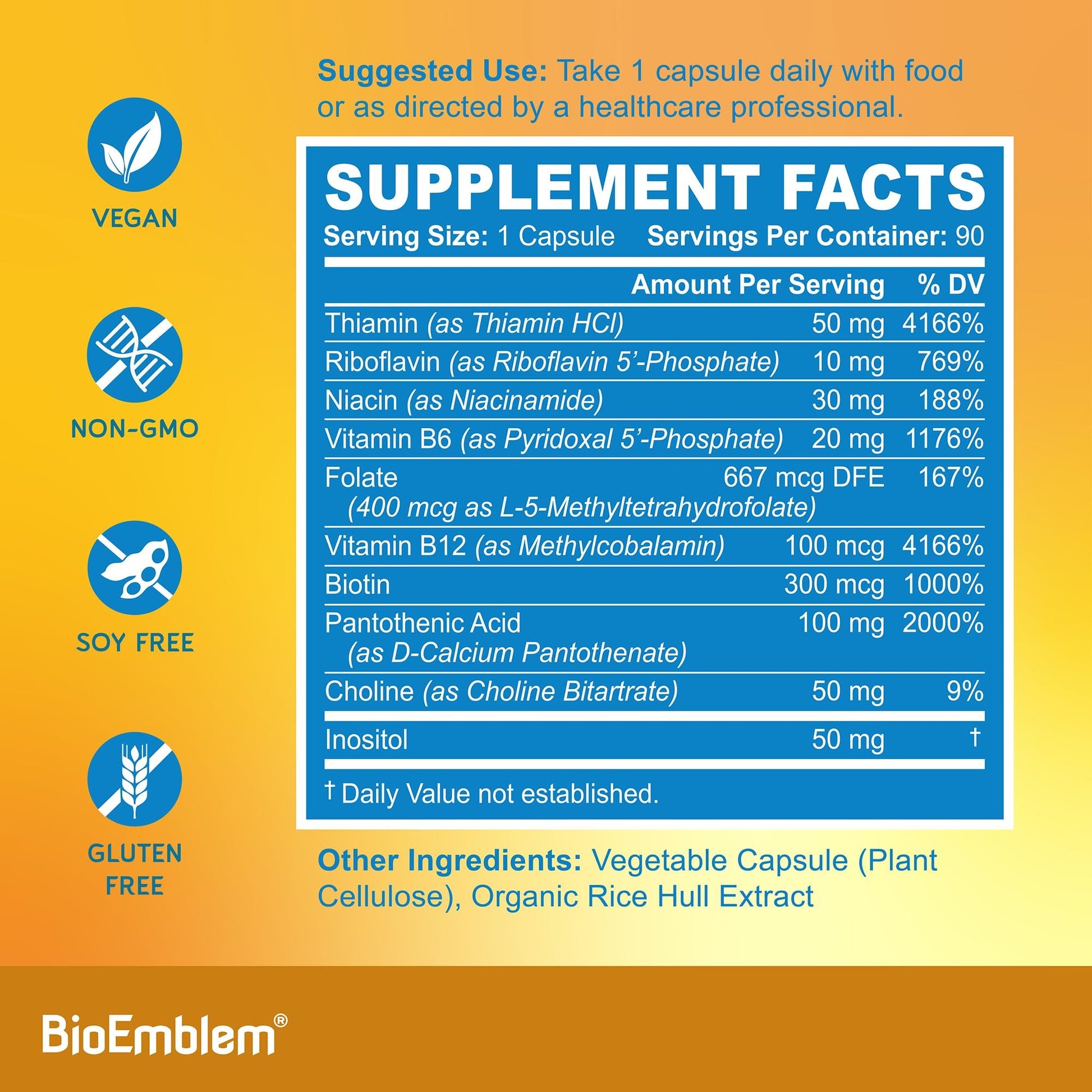 BioEmblem vitamina D3 K2 con complejo B cápsulas premium