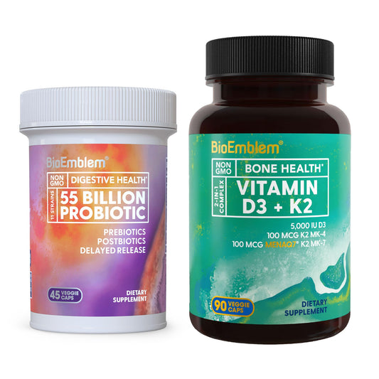 Botella BioEmblem vitamina D3 K2 con probióticos 55B UFC