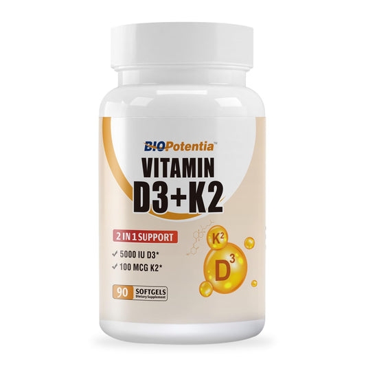 BIO POTENTIA vitaminas d3 y k2 softgels 90 unidades envase frontal
