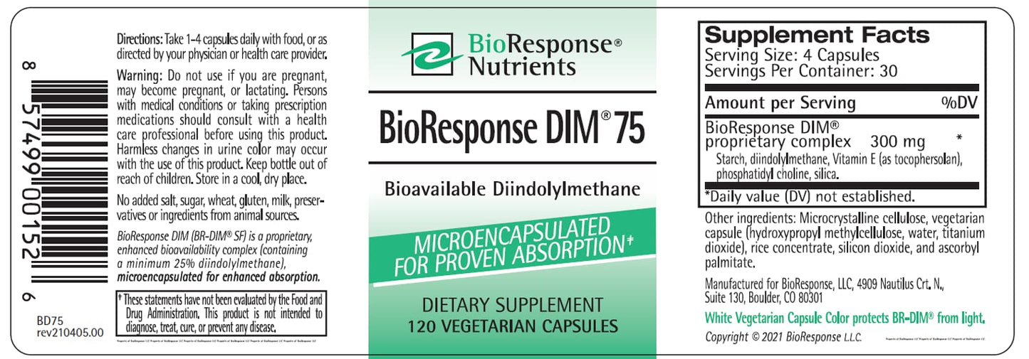 Etiqueta de ingredientes de BioResponse DIM