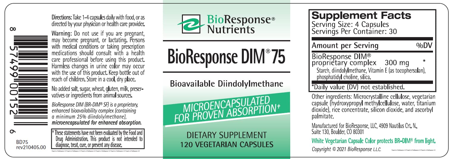 Etiqueta de ingredientes de BioResponse DIM
