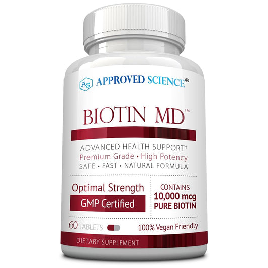 Botella de Biotin MD suplemento de biotina pura 10,000mcg