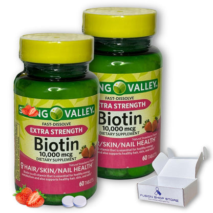 Paquete de Biotina 10000mcg disolución rápida sabor fresa