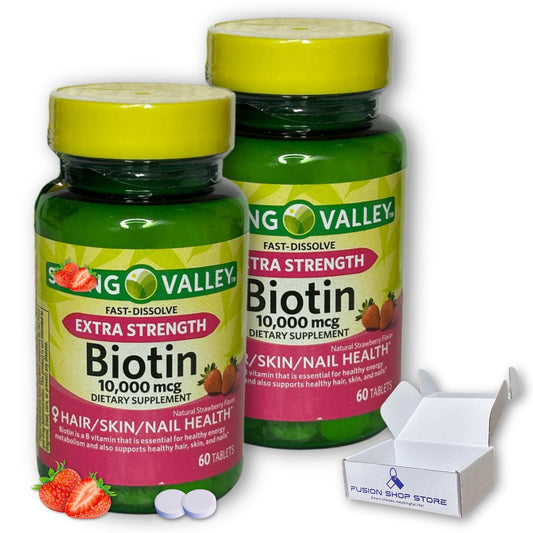 Paquete de Biotina 10000mcg disolución rápida sabor fresa