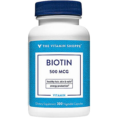 Botella de biotina The Vitamin Shoppe para cabello piel y uñas