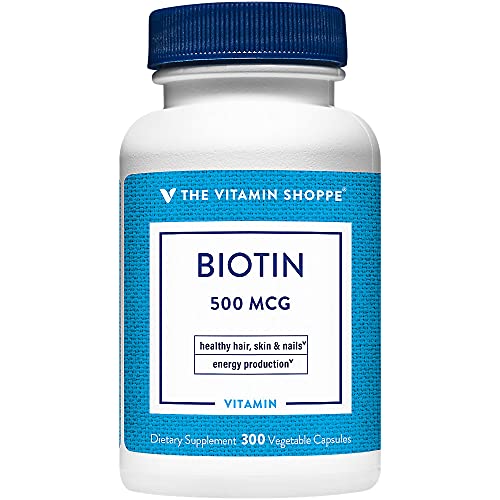 Botella de biotina The Vitamin Shoppe para cabello piel y uñas