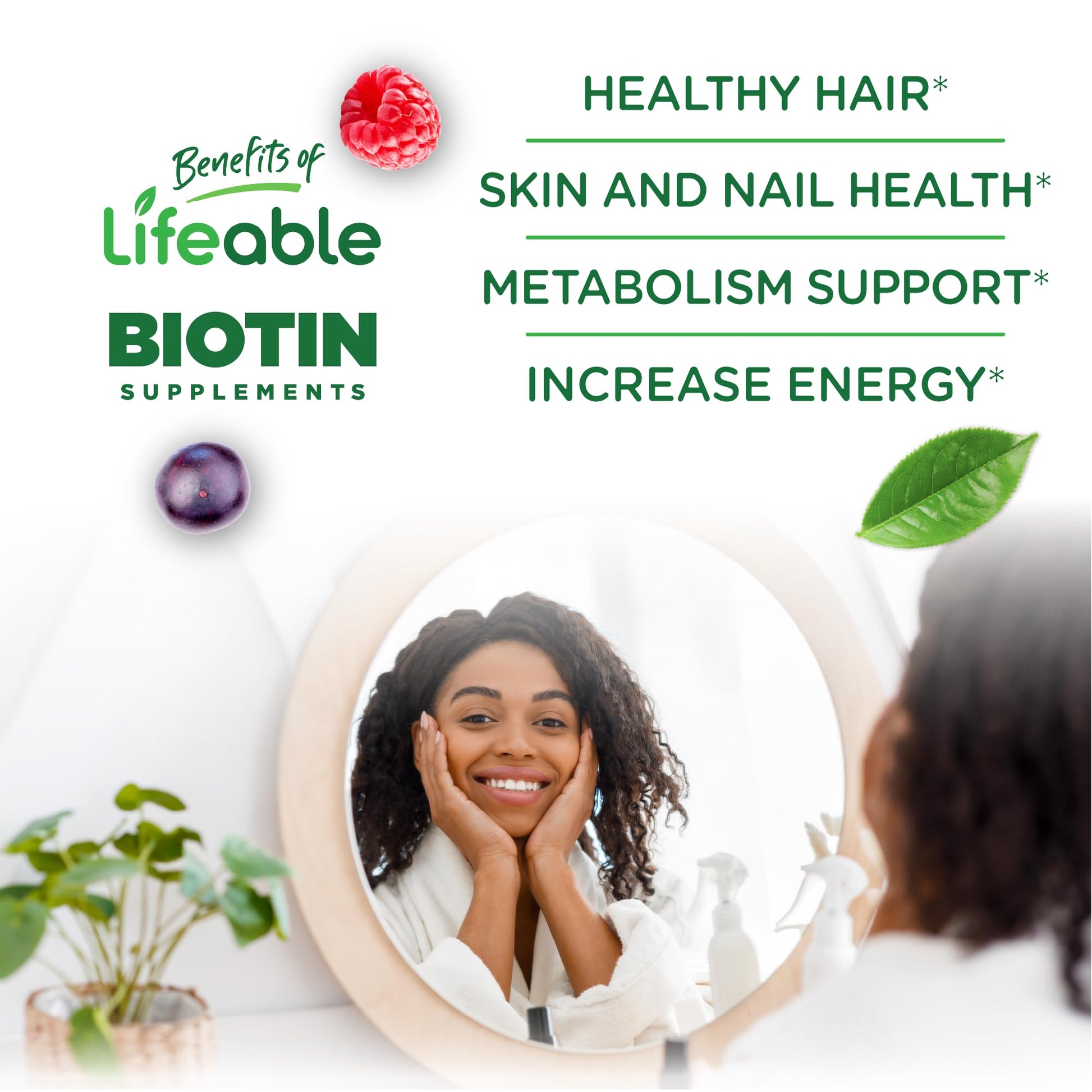 biotina Lifeable 5000mcg para crecimiento cabello