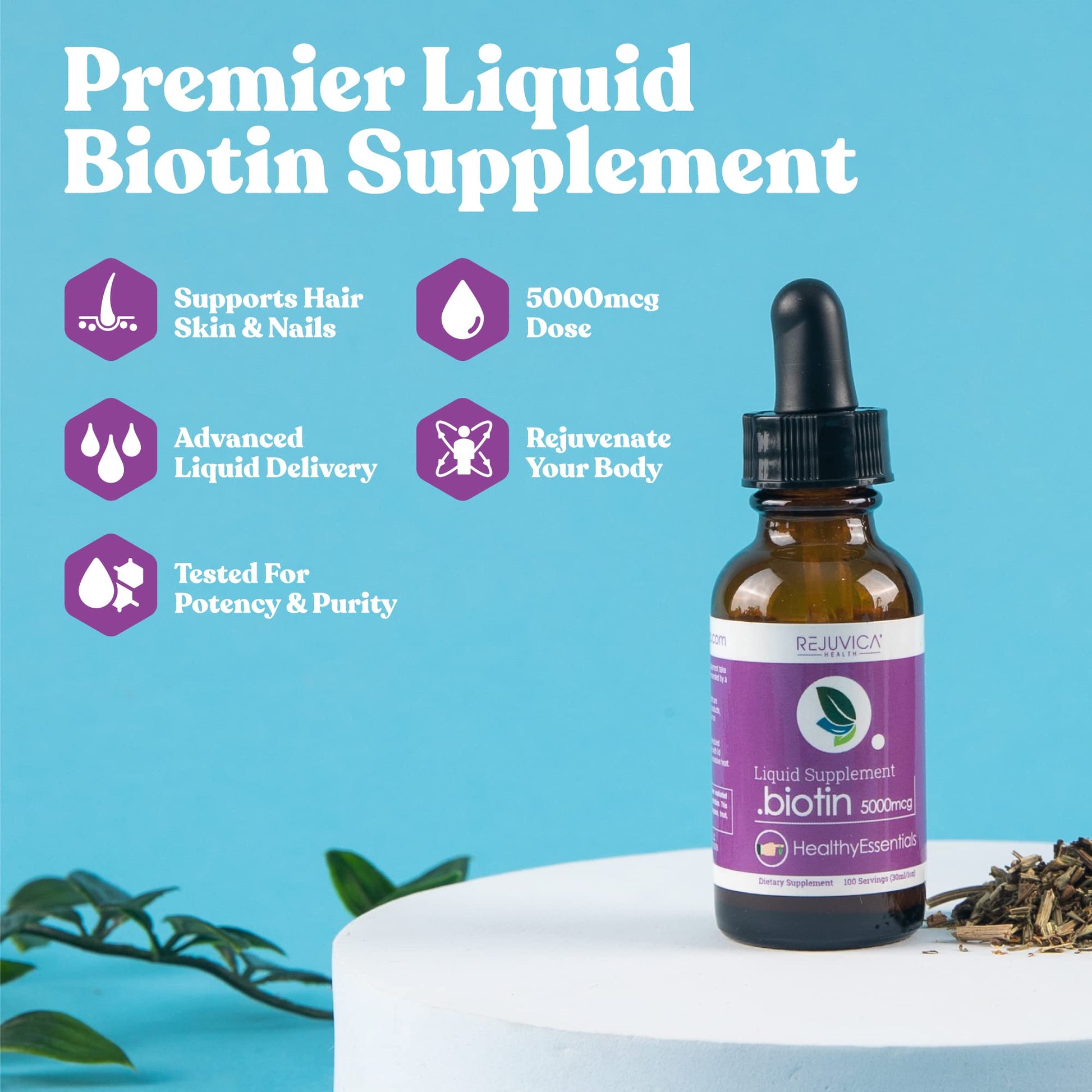 Biotina líquida avanzada Rejuvica Health para uñas