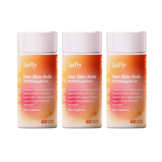 Frasco de cápsulas veganas Biotina 10000mcg LOTFLY