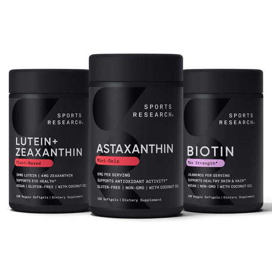 Suplemento biotina con luteína y astaxantina en cápsulas veganas